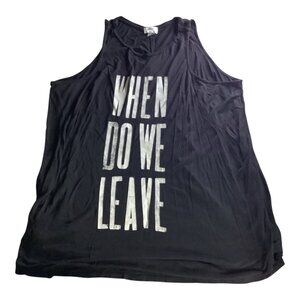 Old Navy Womens Black Graphic Tank‎ Top 3X Plus When Do We Leave Print
